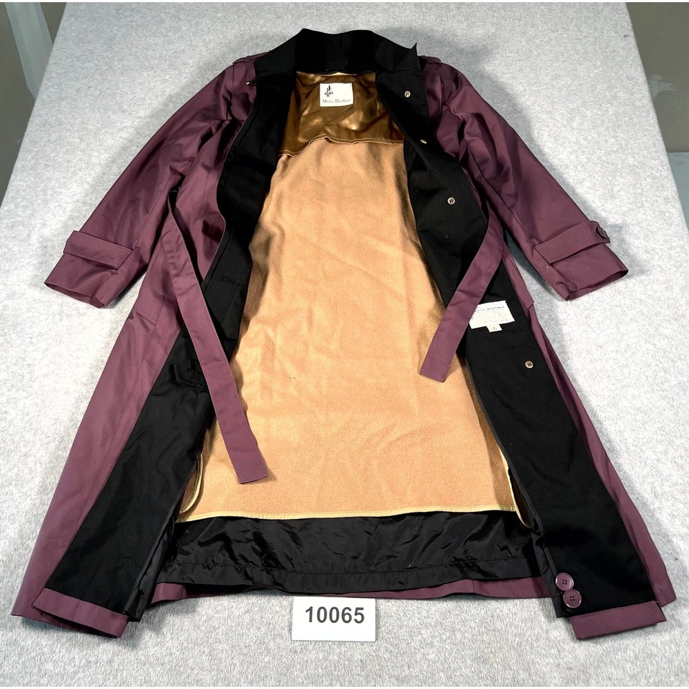 Misty Harbor Trench Coat Womens 8 Mauve Pink Wool Waist Belted Shoulder Epaulets